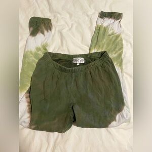 Wildfox green and white tie dye sweat pants size small